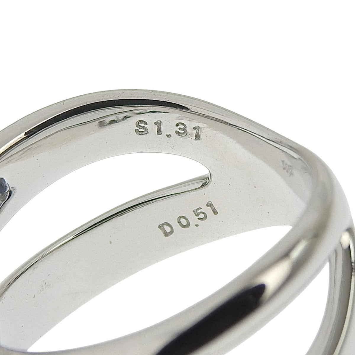 双月形戒指，蓝宝石/钻石，S1.31/D0.51，白金，K18WG，10.7克