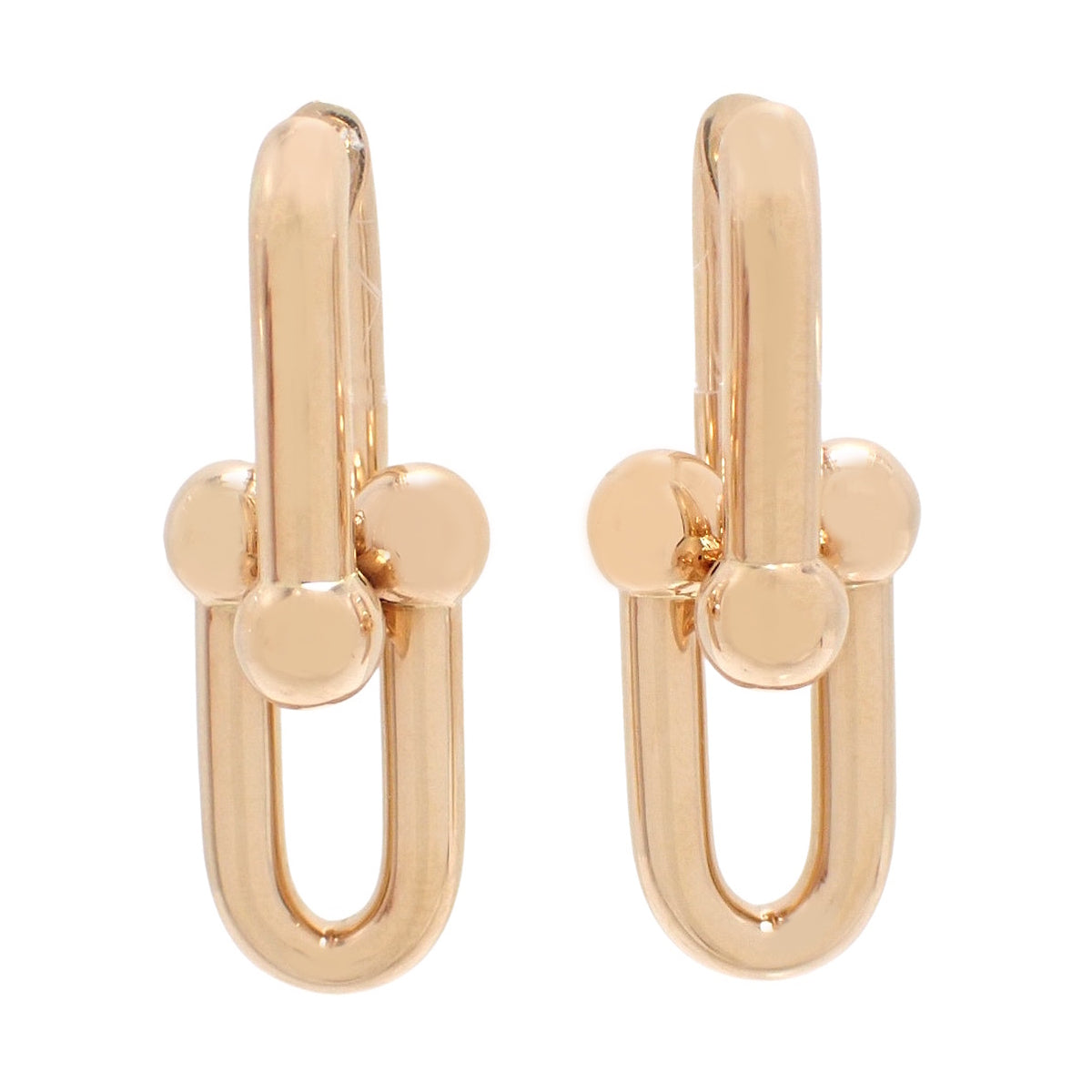 ミディアム リンク ピアス ピンクゴールド K18PG