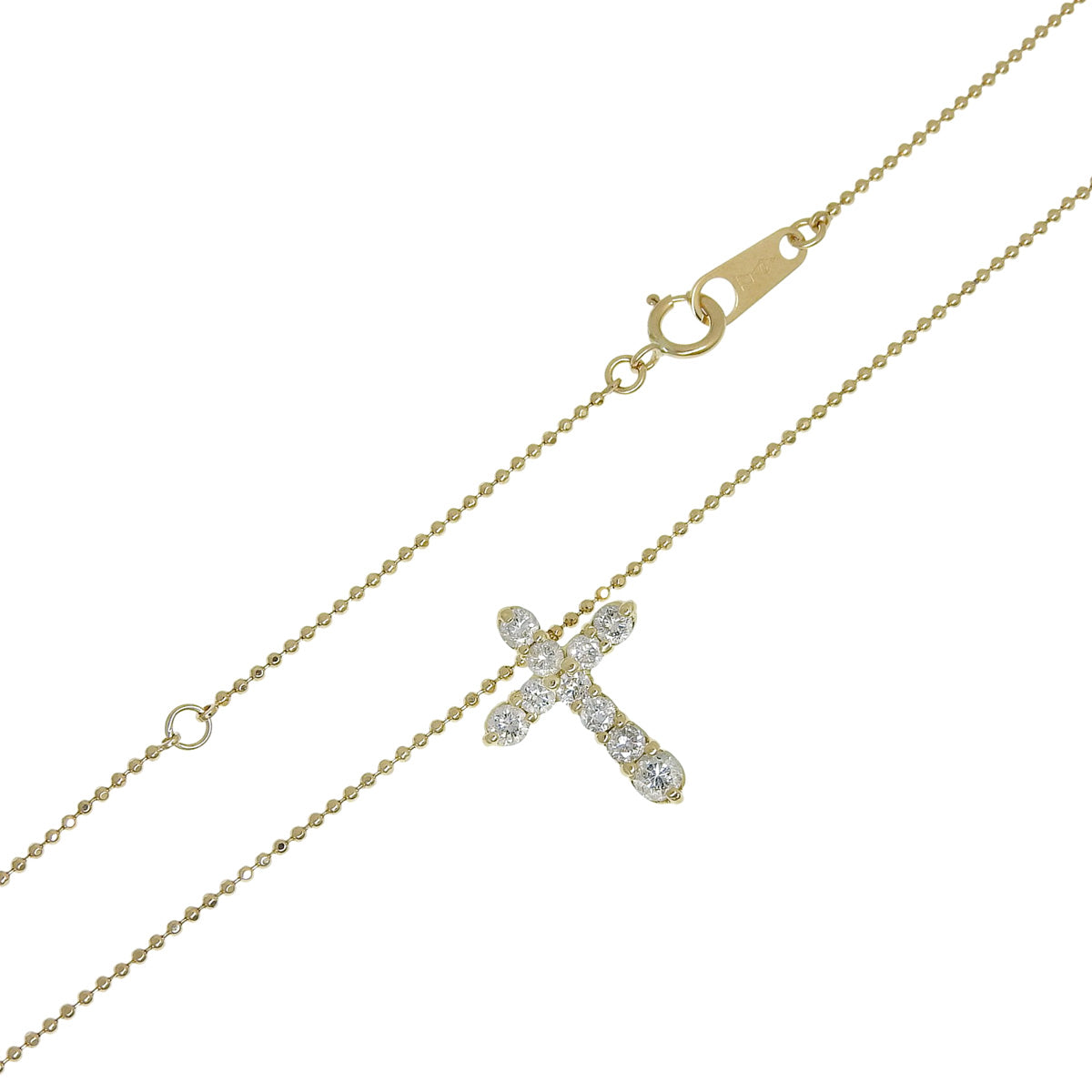 クロス ダイヤ ネックレス D0.53 イエローゴールド K18YG 3.1g