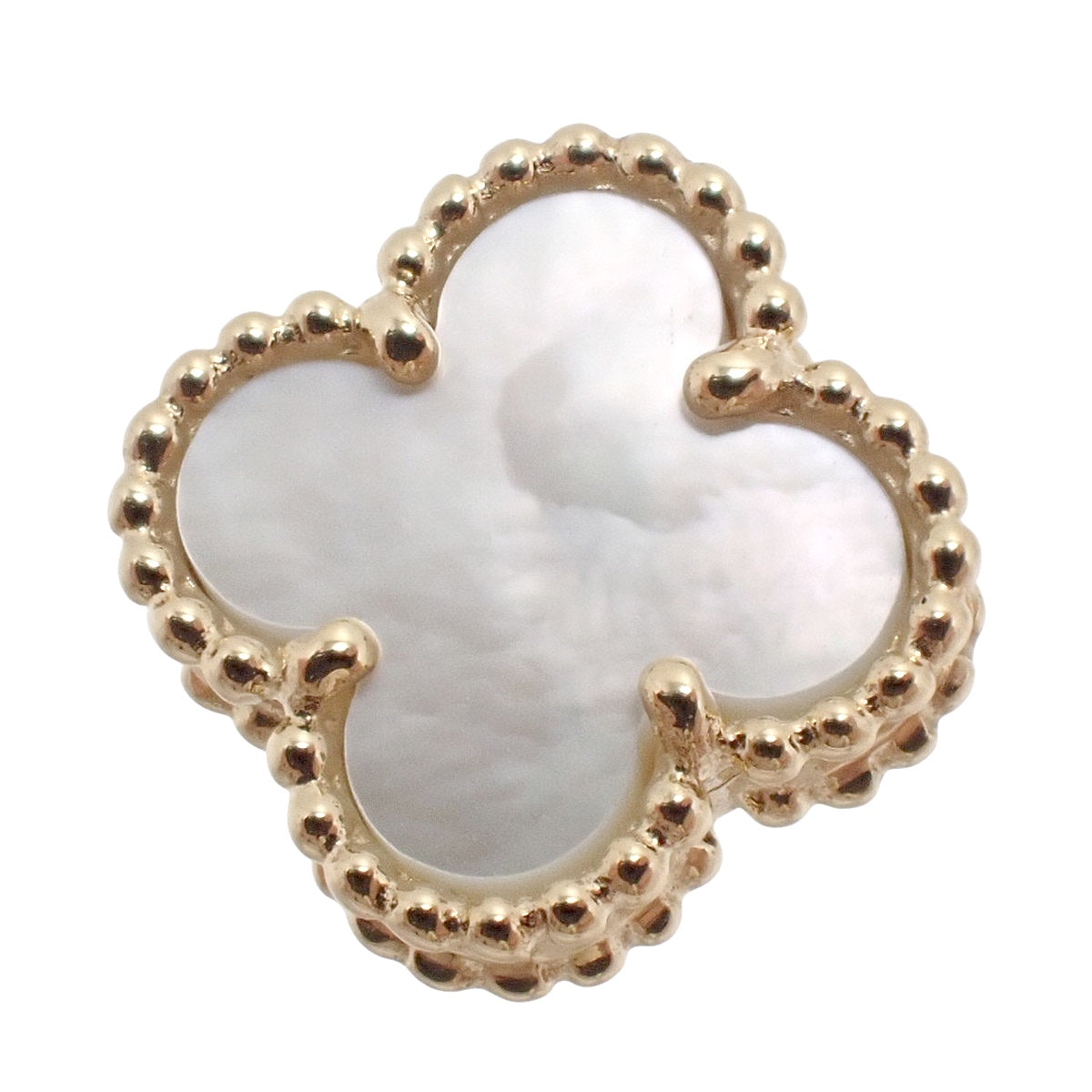 甜美的阿尔罕布拉耳环，采用白色珍珠母贝和18K黄金材质