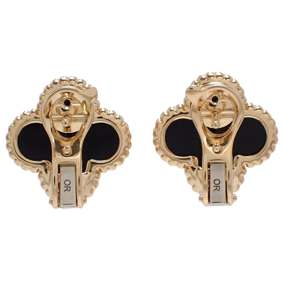 ヴィンテージ アルハンブラ ピアス オニキス イエローゴールド K18YG