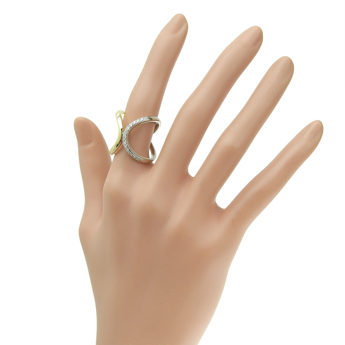 クロス リング ダイヤモンド K18WG K18YG