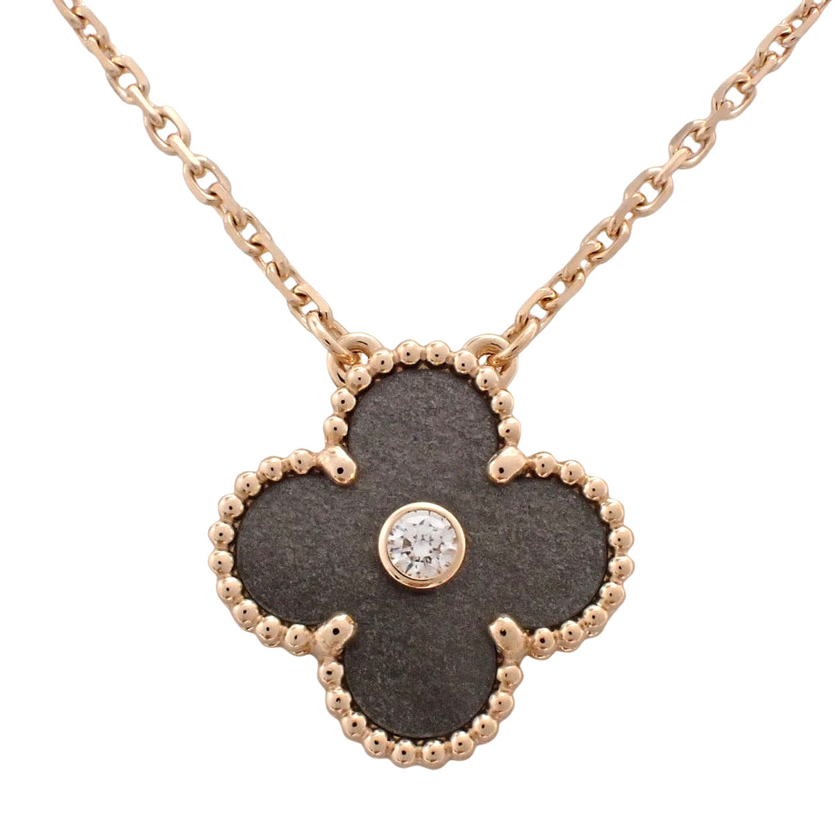 2023年假日版复古阿尔罕布拉吊坠，银质，黑曜石，钻石，18K玫瑰金。