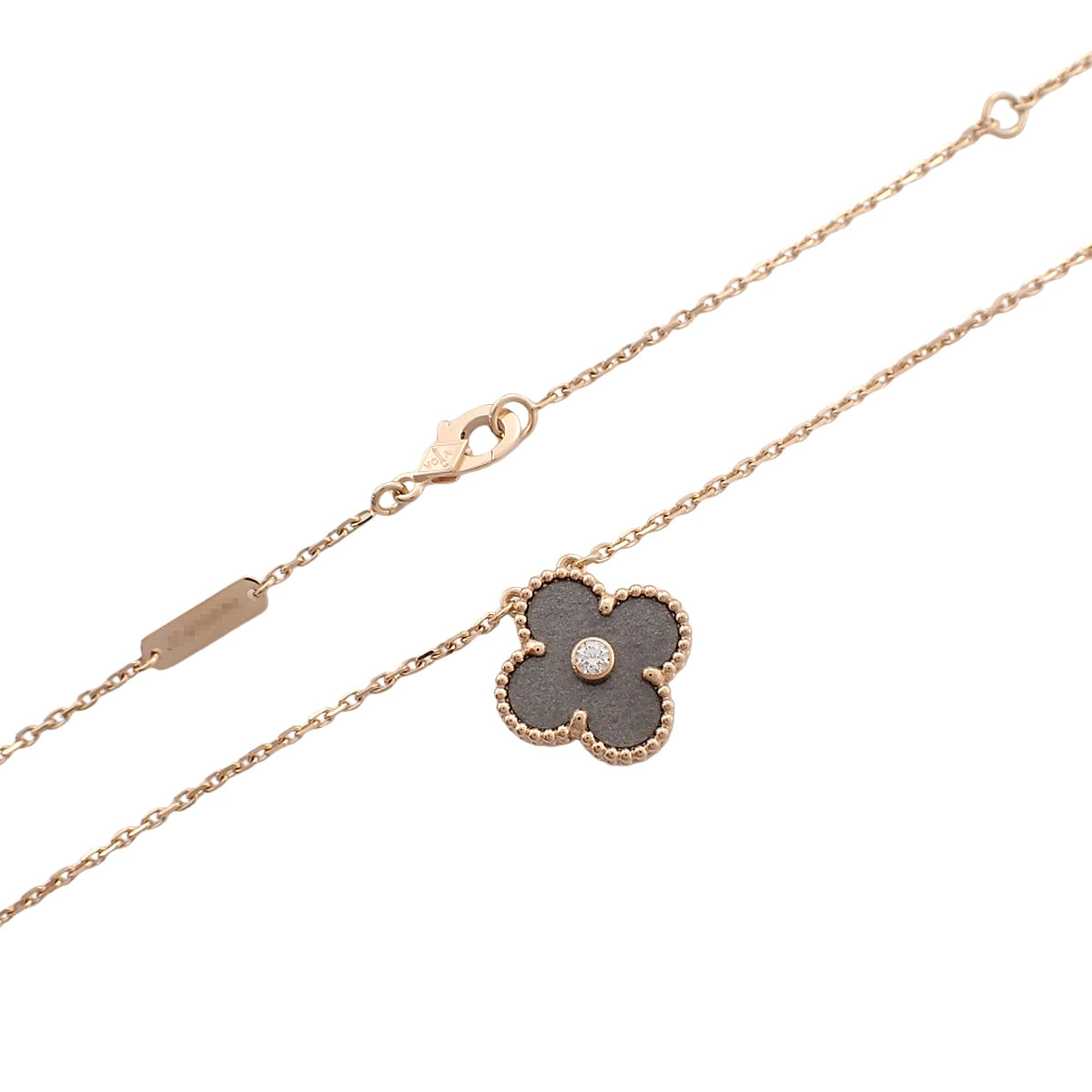 2023年假日版复古阿尔罕布拉吊坠，银质，黑曜石，钻石，18K玫瑰金。