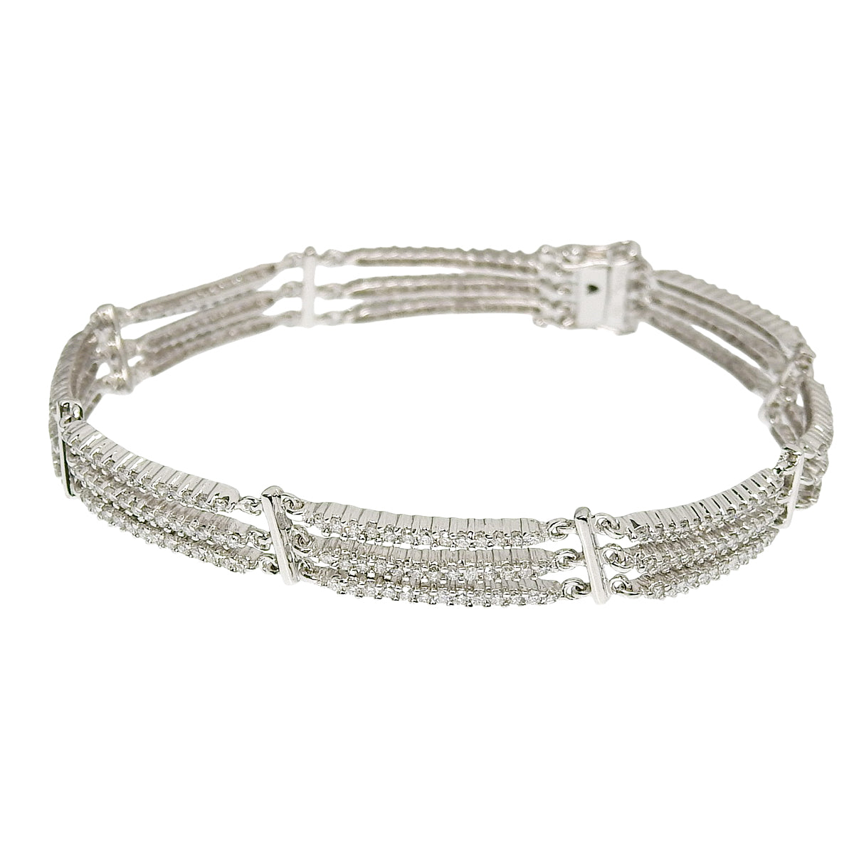 三列 ダイヤモンド ブレスレット D2.56 ホワイトゴールド K18WG 13.6g