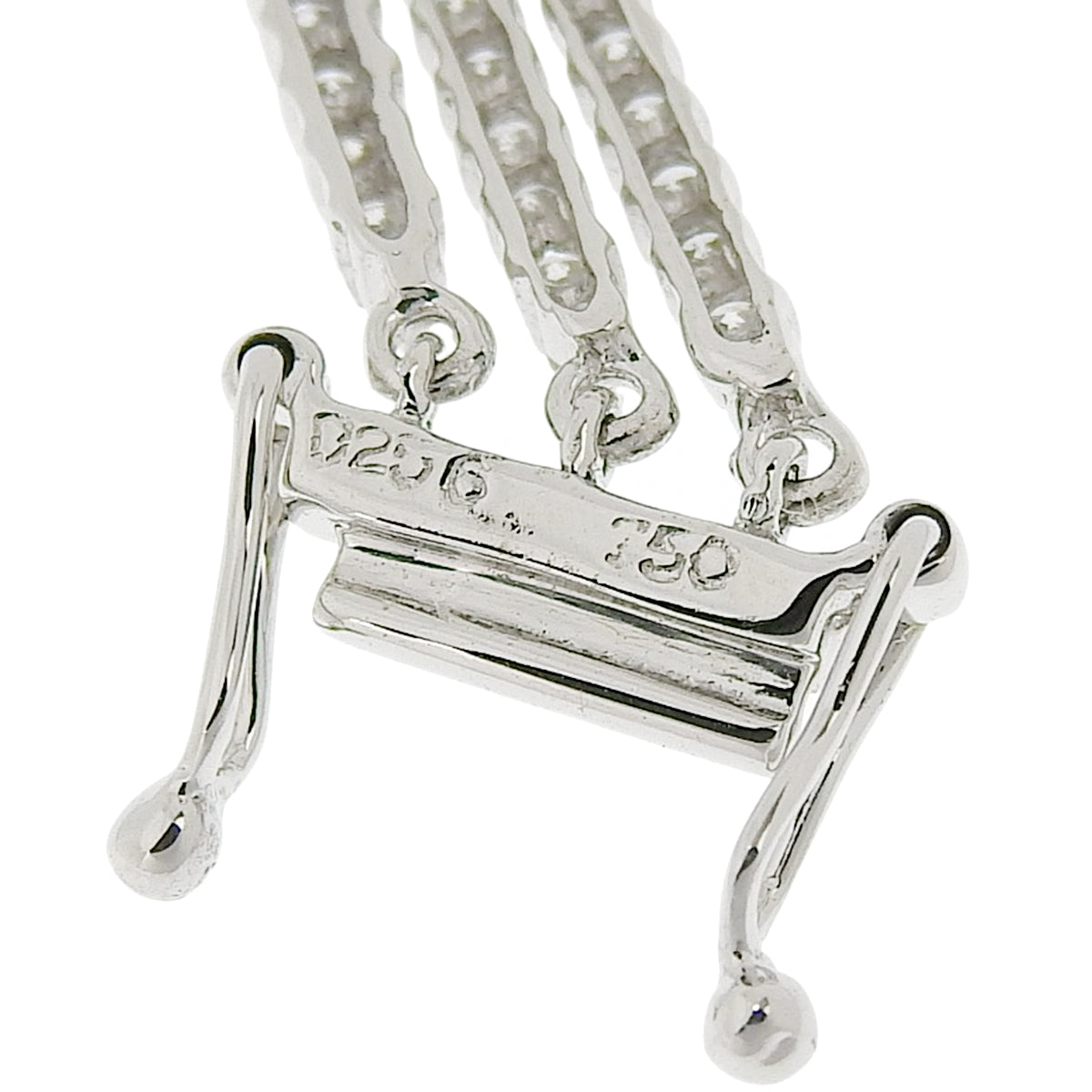 三列 ダイヤモンド ブレスレット D2.56 ホワイトゴールド K18WG 13.6g