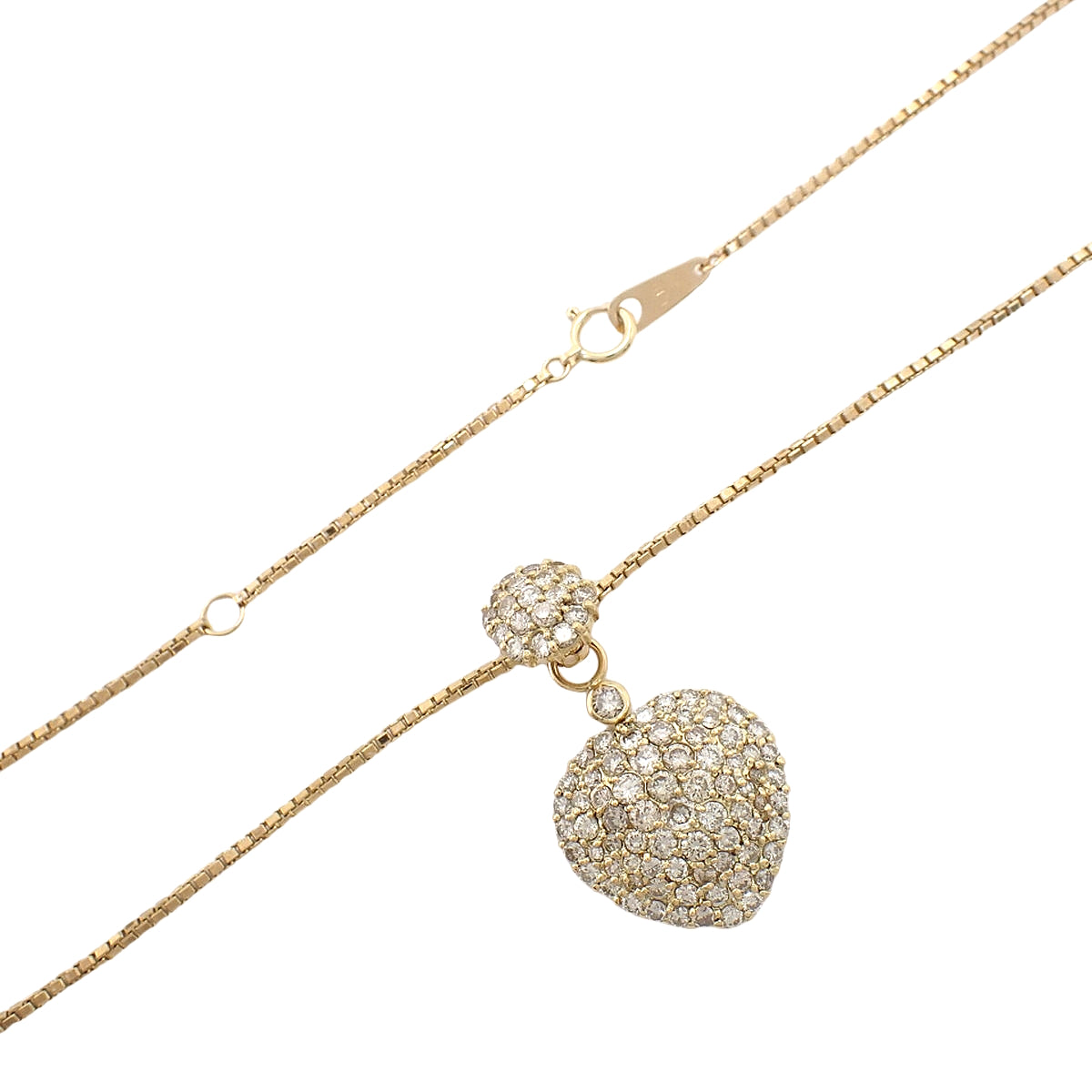 Heart Motif Pavé Diamond Necklace D2.50 K18YG 11.4g