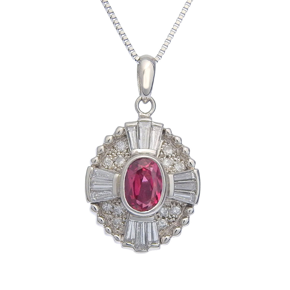 Ruby and Diamond Pendant R1.09/D0.44 Platinum Pt900 Pt850 7.8g