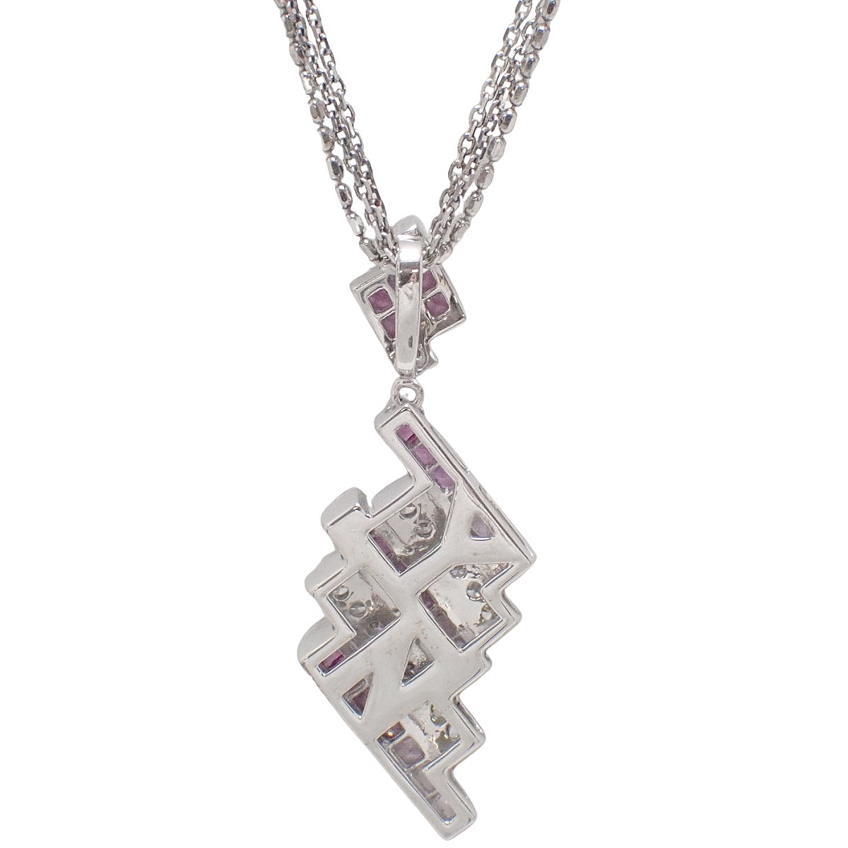 Pink sapphire and diamond necklace PS2.34/D0.41 White gold K18WG 1.62g