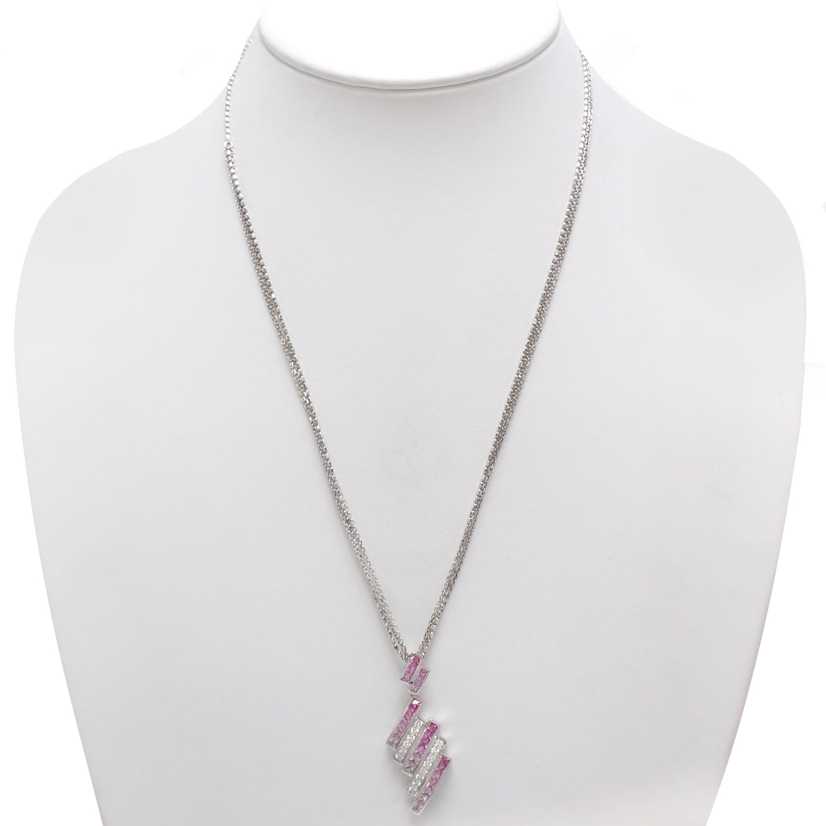 ピンクサファイア ダイヤモンド ネックレス PS2.34/D0.41 ホワイトゴールド K18WG 1.62g