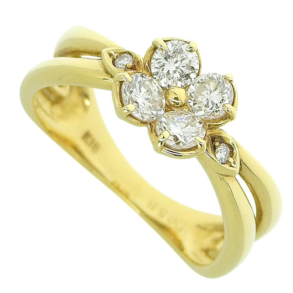 Diamond Flower Ring D0.58 Yellow Gold K18YG