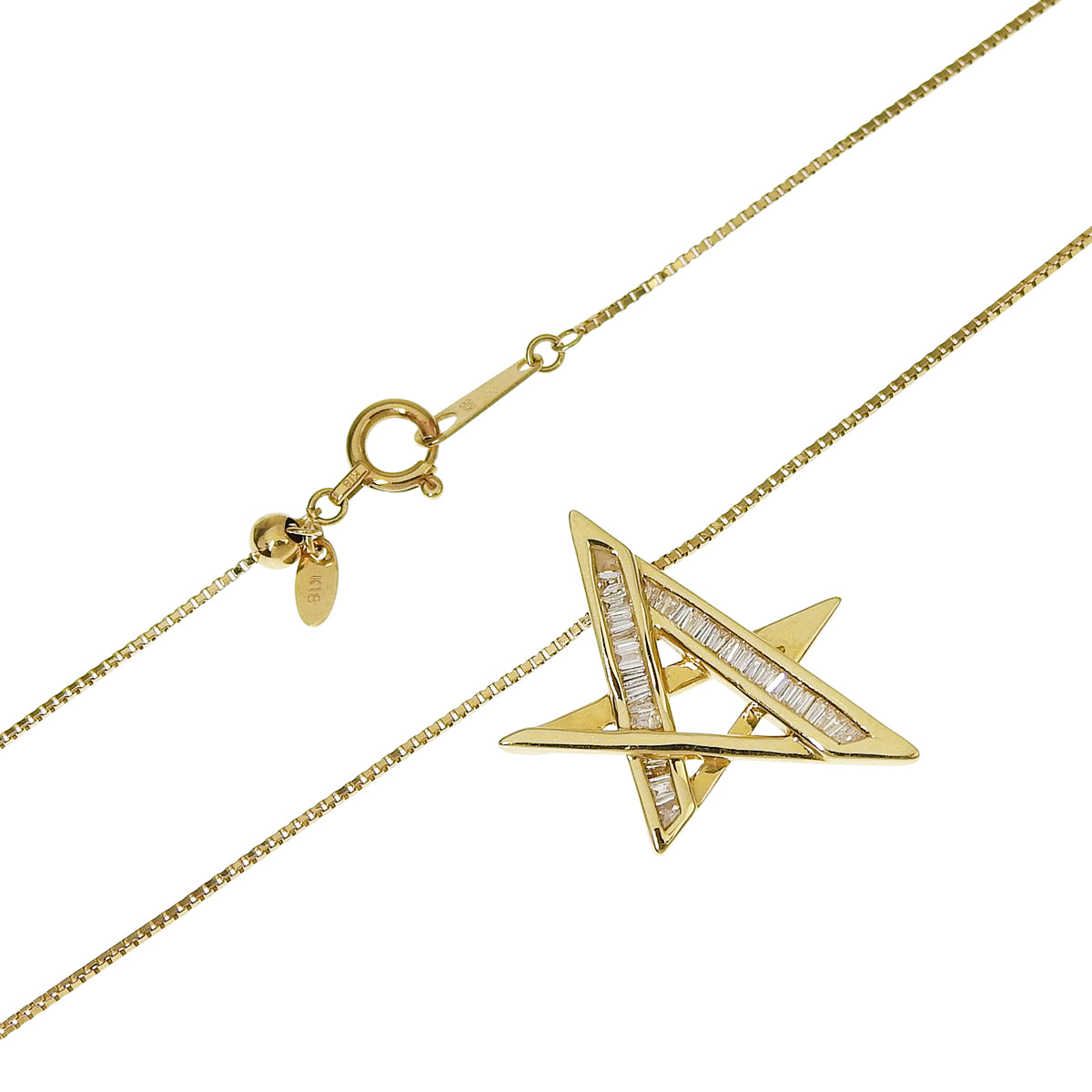 Star Diamond Necklace D0.20 Yellow Gold K18YG 4.3g