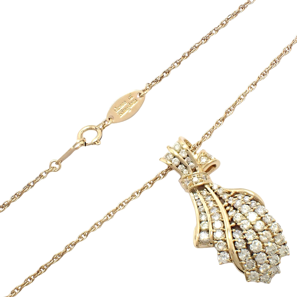 ダイヤモンド リボン ネックレス D0.95 イエローゴールド K18YG 13.6g