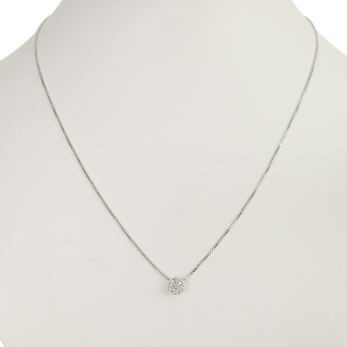 フラワー ダイヤモンド ネックレス D0.355 ホワイトゴールド K18WG 4.8g