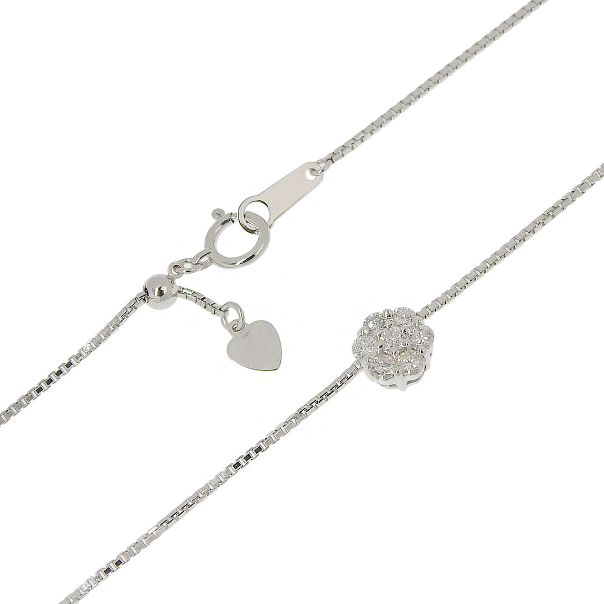 フラワー ダイヤモンド ネックレス D0.355 ホワイトゴールド K18WG 4.8g