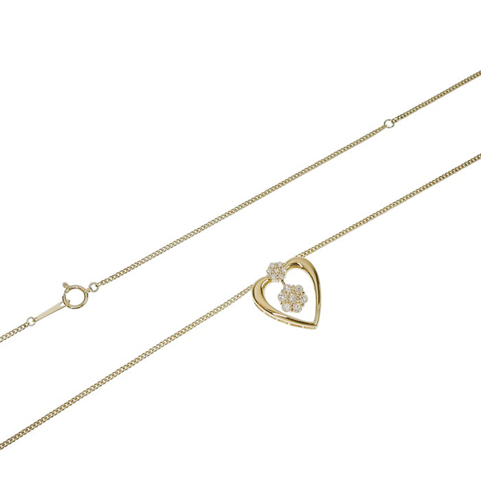 Heart Flower Diamond Necklace D0.51 Yellow Gold K18YG 7.0g