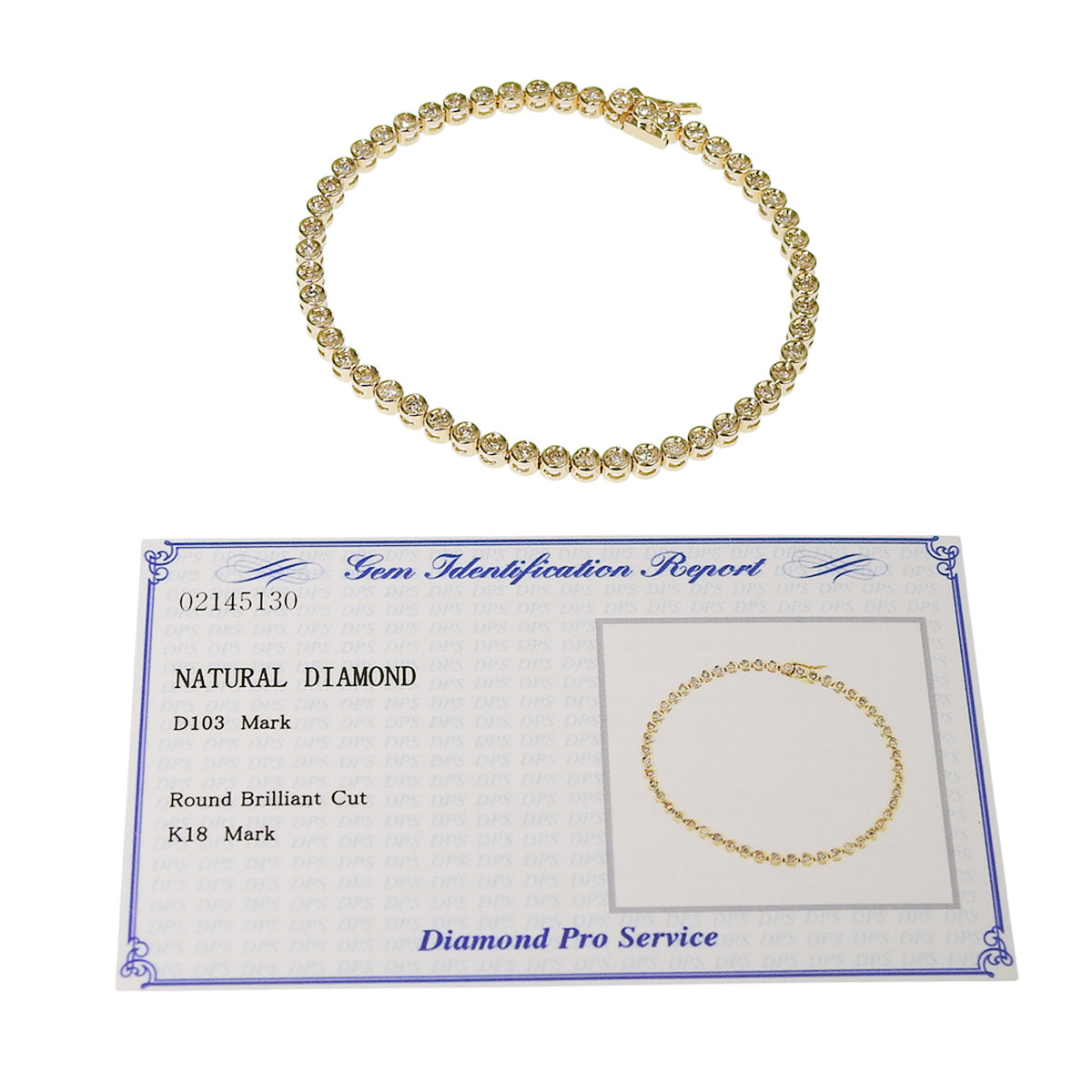 ダイヤモンド テニスブレスレット D1.03 イエローゴールド K18YG 11.2g