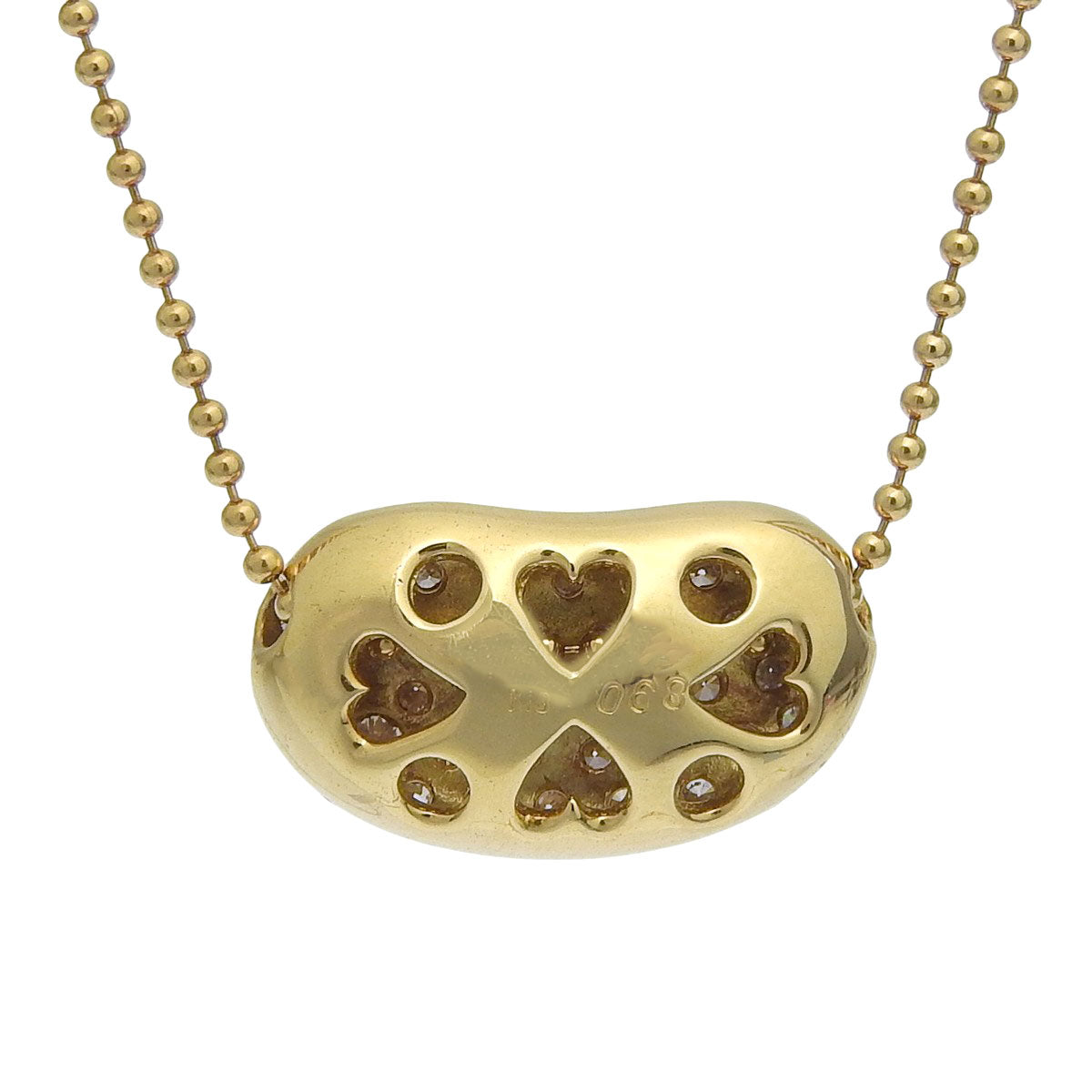 Pavé Diamond Bean Necklace D0.68 Yellow Gold K18YG 4.3g