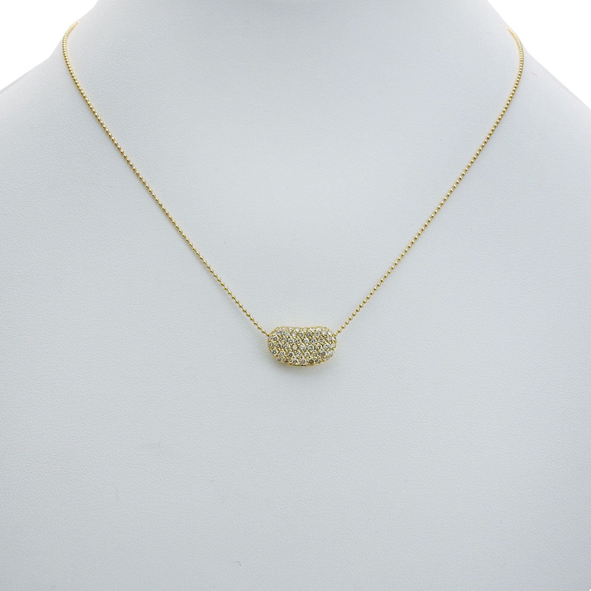 Pavé Diamond Bean Necklace D0.68 Yellow Gold K18YG 4.3g