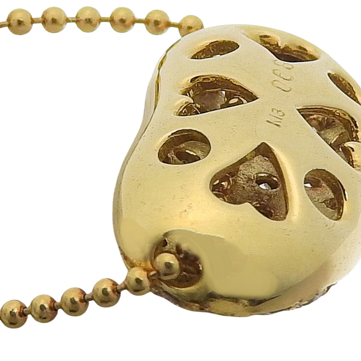 Pavé Diamond Bean Necklace D0.68 Yellow Gold K18YG 4.3g