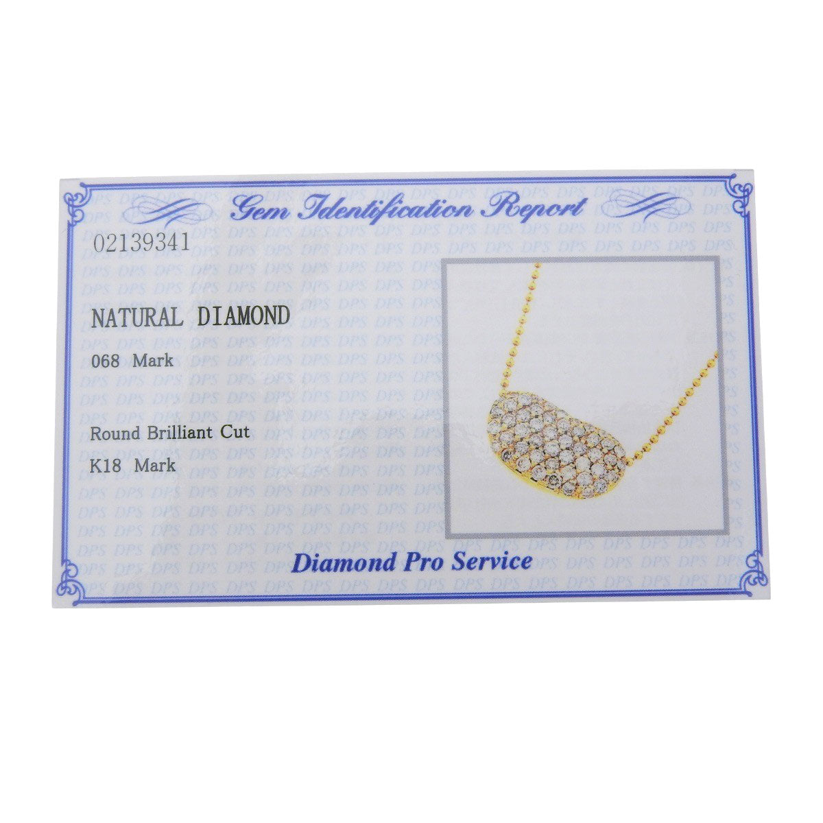 Pavé Diamond Bean Necklace D0.68 Yellow Gold K18YG 4.3g
