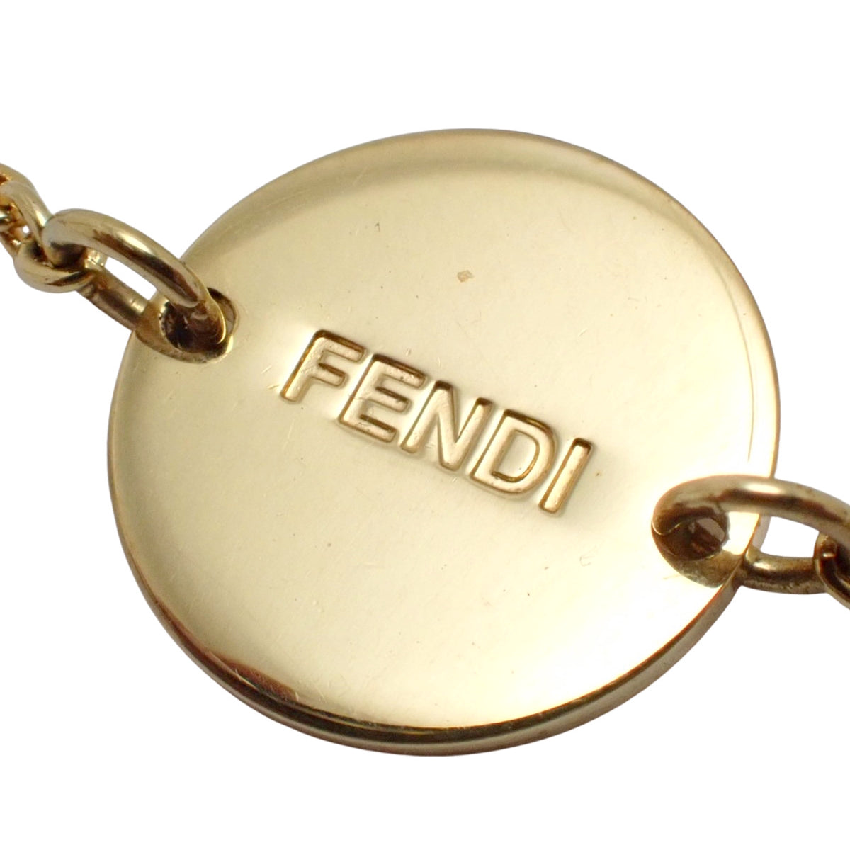 F 是 Fendi 黄铜镶嵌锆石链手镯 (GP)