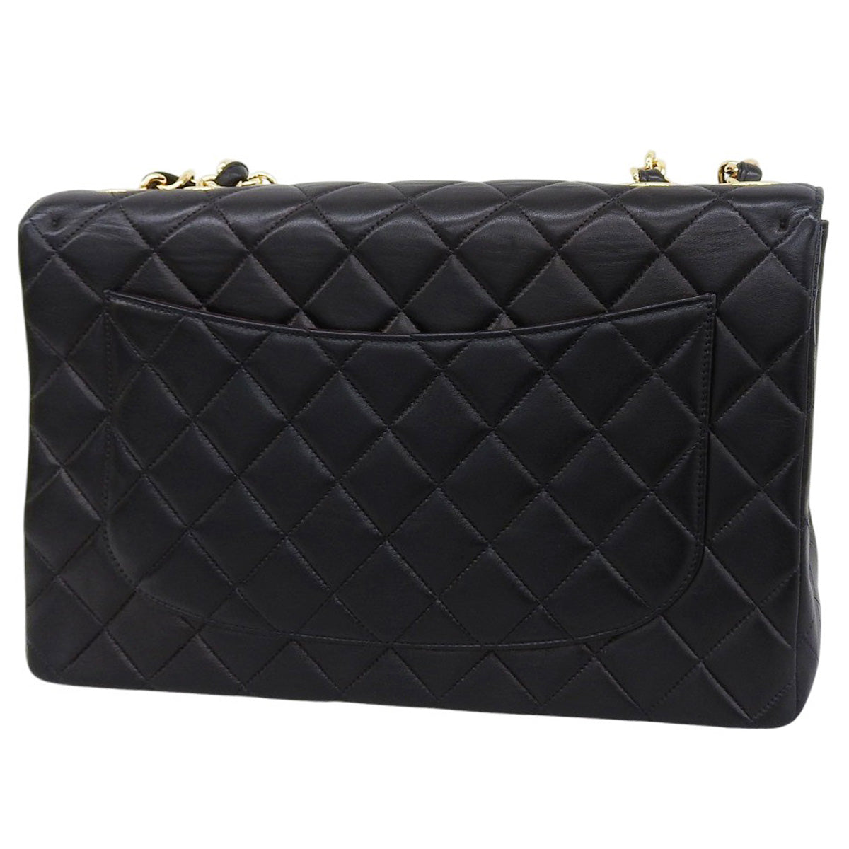 Matelasse链条单肩包，羊皮，黑色