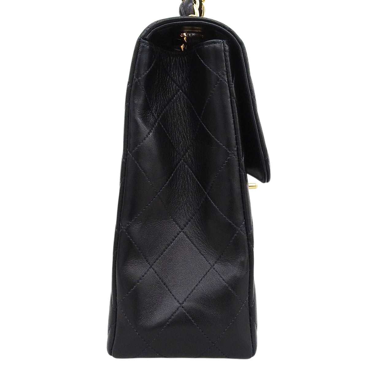 Matelasse链条单肩包，羊皮，黑色