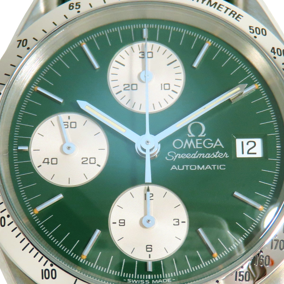 Speedmaster Date 3811.70.26 SS/Leather Green Automatic Men's