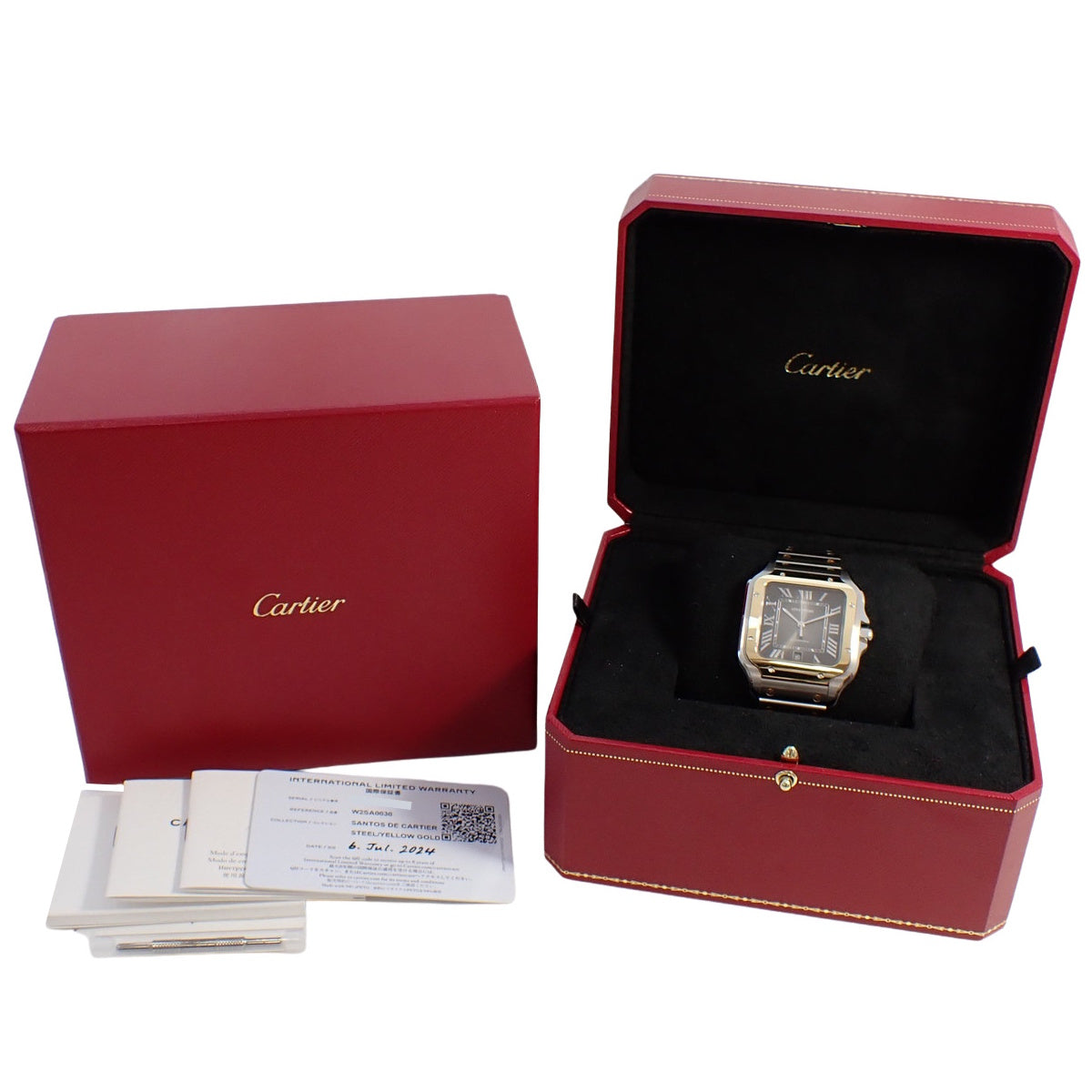 卡地亚 Santos de Cartier LM W2SA0030 YG/SS 黑色自动男士腕表