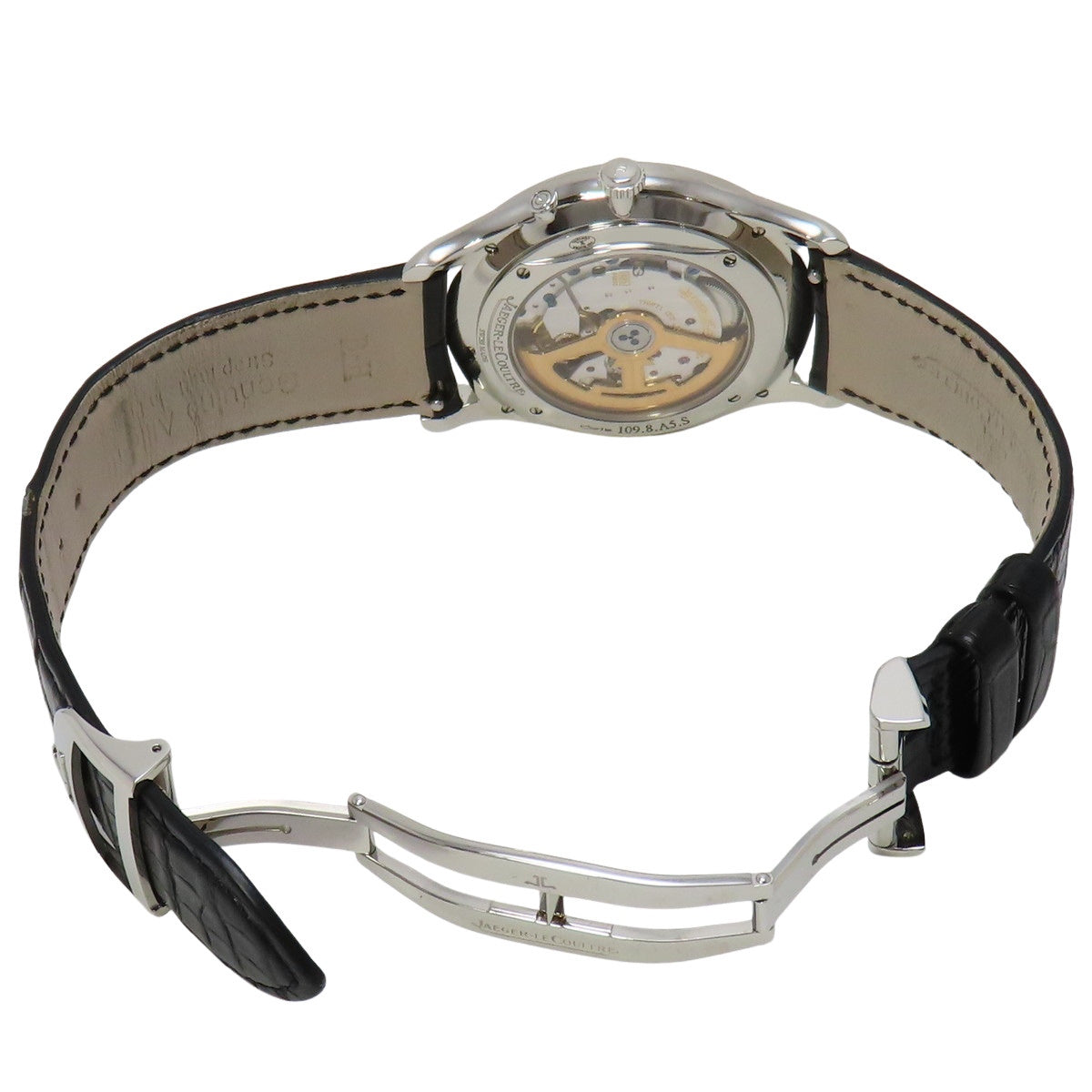 Master Ultra Slim Moon Q1368471 SS/Leather Black Automatic Men's