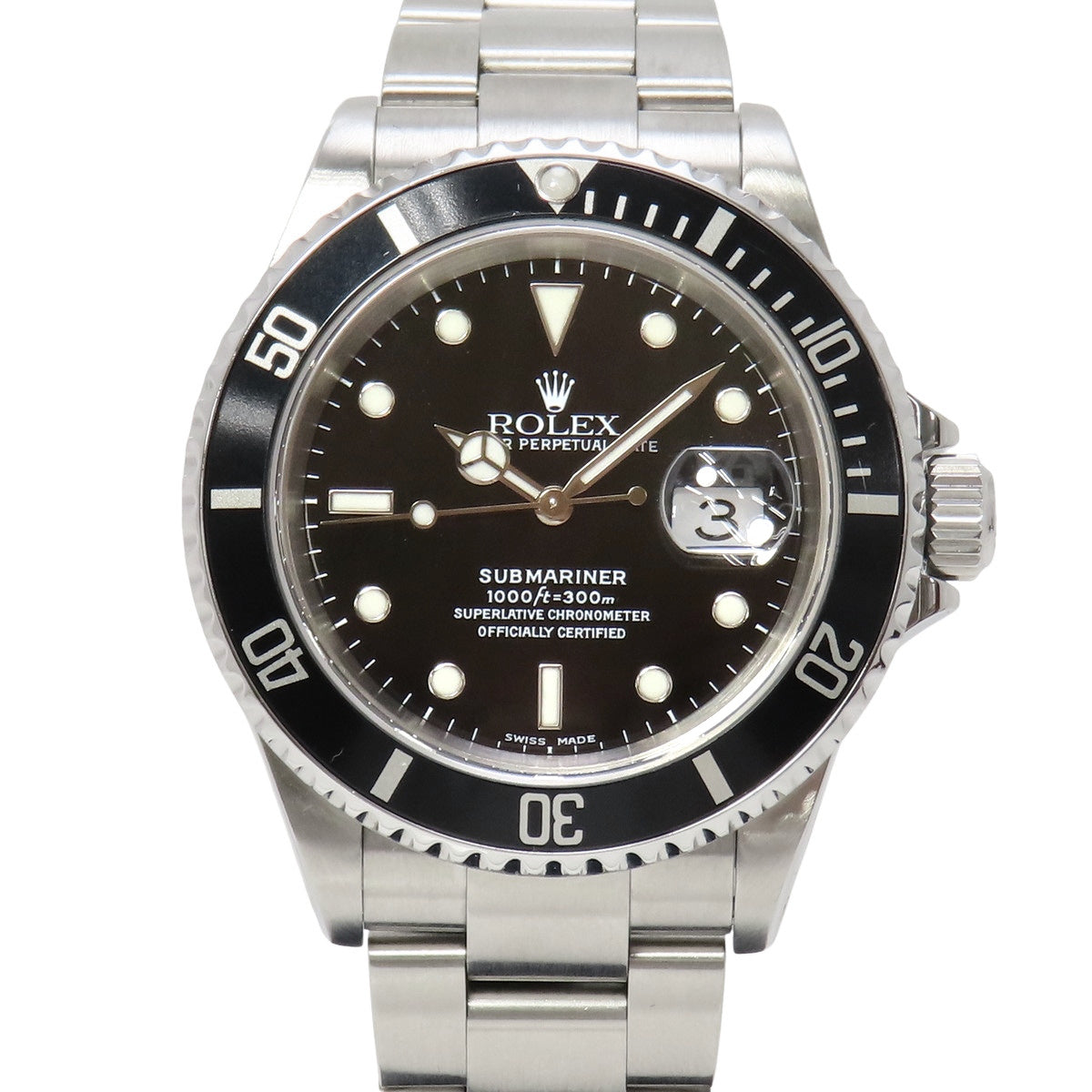 潜航者日历型 16610 SS P 编号 黑色自动男士腕表