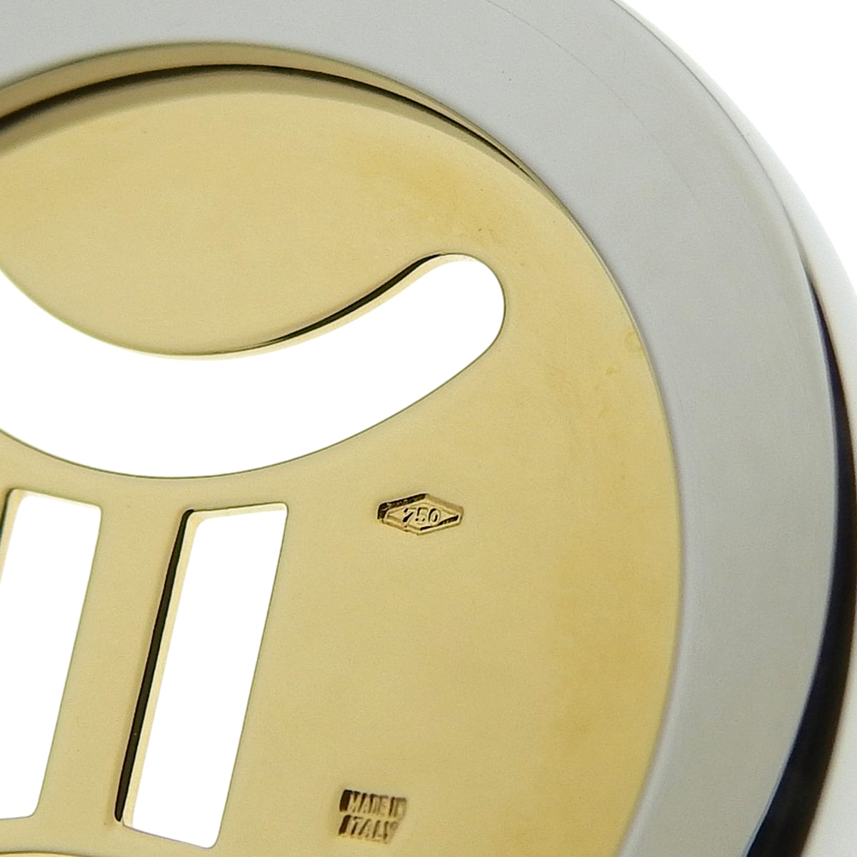 圆形吊坠顶部，双子座，黄金，18K黄金，不锈钢，SS