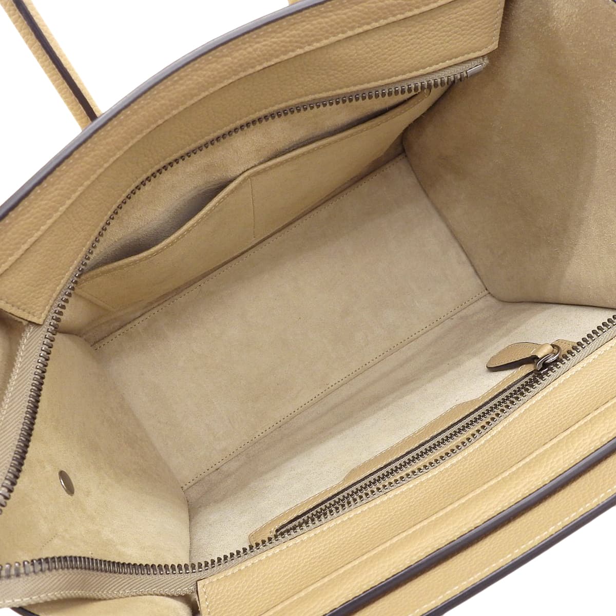 Luggage Micro Shopper in Drummed Calfskin, Beige, 189793DRU.03UN