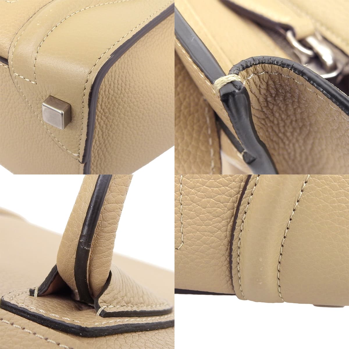 Luggage Micro Shopper in Drummed Calfskin, Beige, 189793DRU.03UN