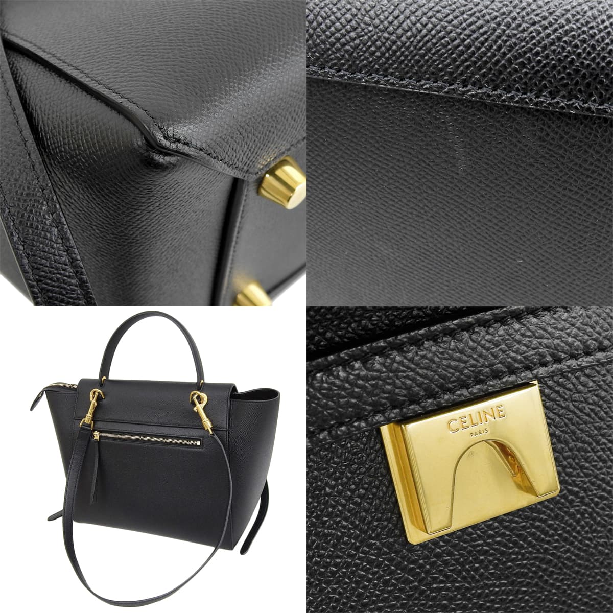 ベルトバッグ ミニ グレインドカーフスキン ブラック 189103ZVA.38NO