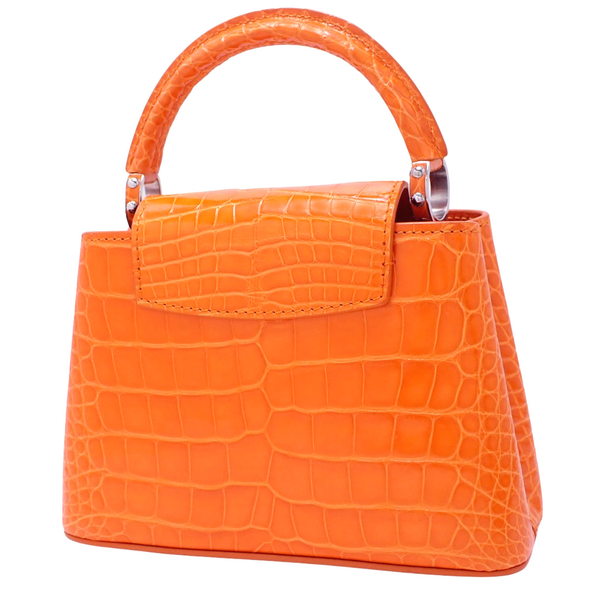 Capucine Mini, alligator crocodile, brilliant orange.