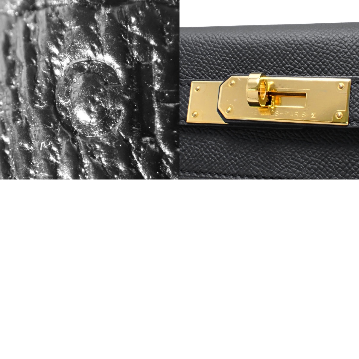 Kelly 28 (Exterior Stitched) Epsom Leather, Black, Gold Hardware, C Stamp