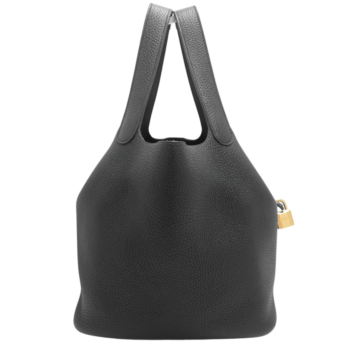 Picotin Lock MM，Taurillon Clemence皮革，黑色，金色五金件，Z刻印。