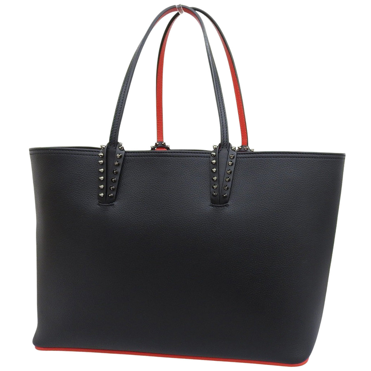 Cabata Calfskin Black Red 3205218CM53 Cabata Tote Shoulder Bag with Studs