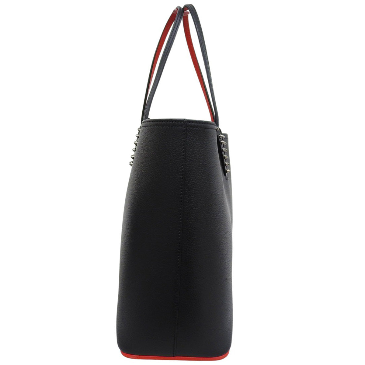 Cabata Calfskin Black Red 3205218CM53 Cabata Tote Shoulder Bag with Studs