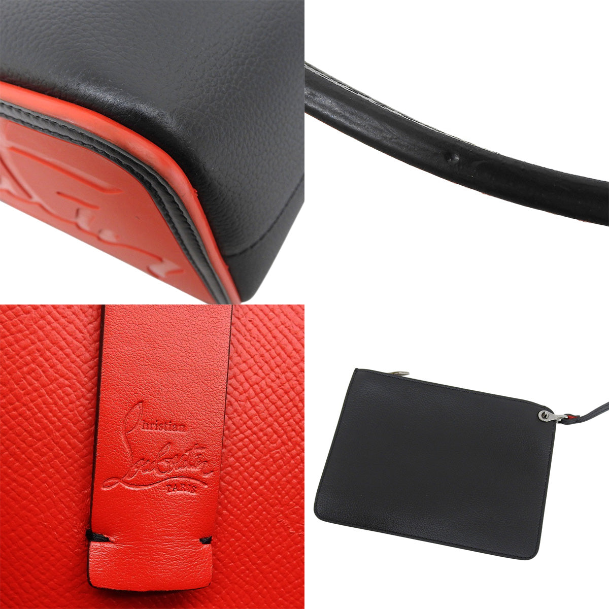 Cabata Calfskin Black Red 3205218CM53 Cabata Tote Shoulder Bag with Studs