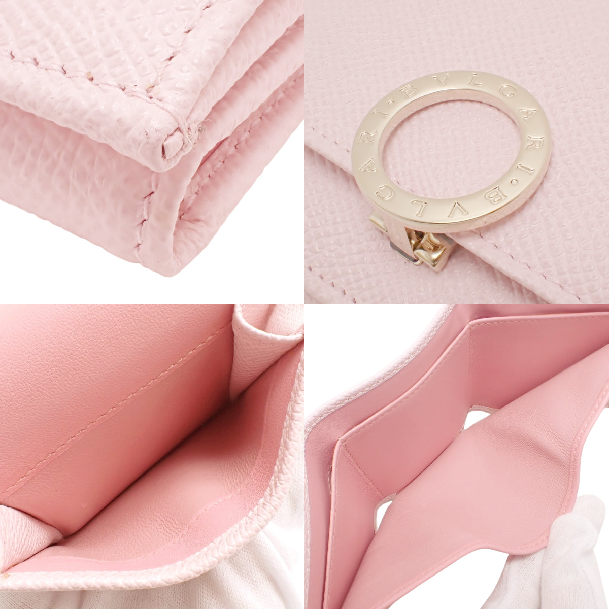 Bvlgari Bvlgari Tri-fold Wallet Leather Pink 289064