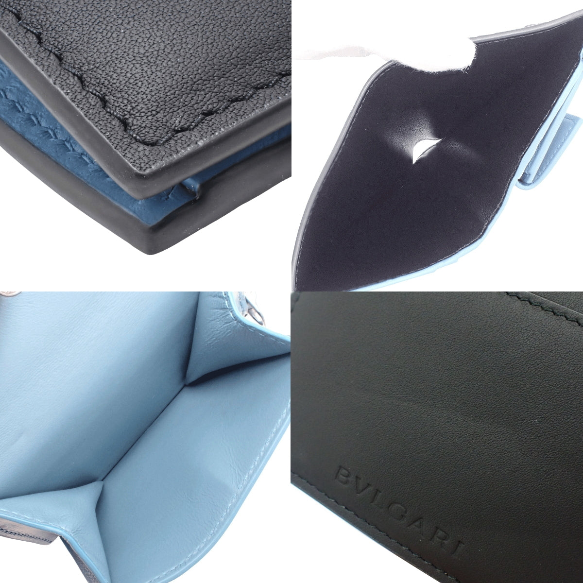 B Zero One Bifold Wallet, Leather, Black/Blue