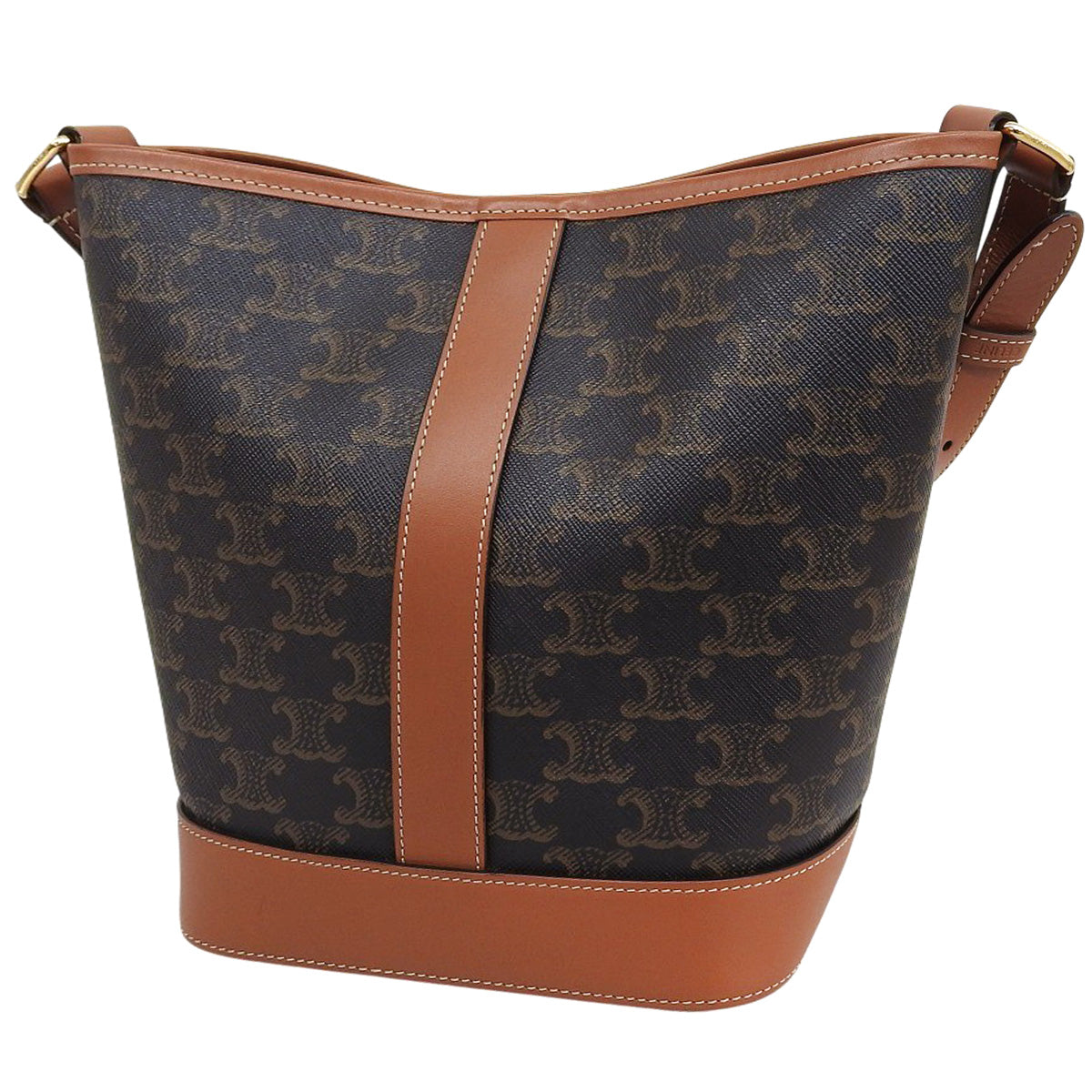 Triomphe帆布小号水桶包，小牛皮，棕褐色，191442CAS.04LU