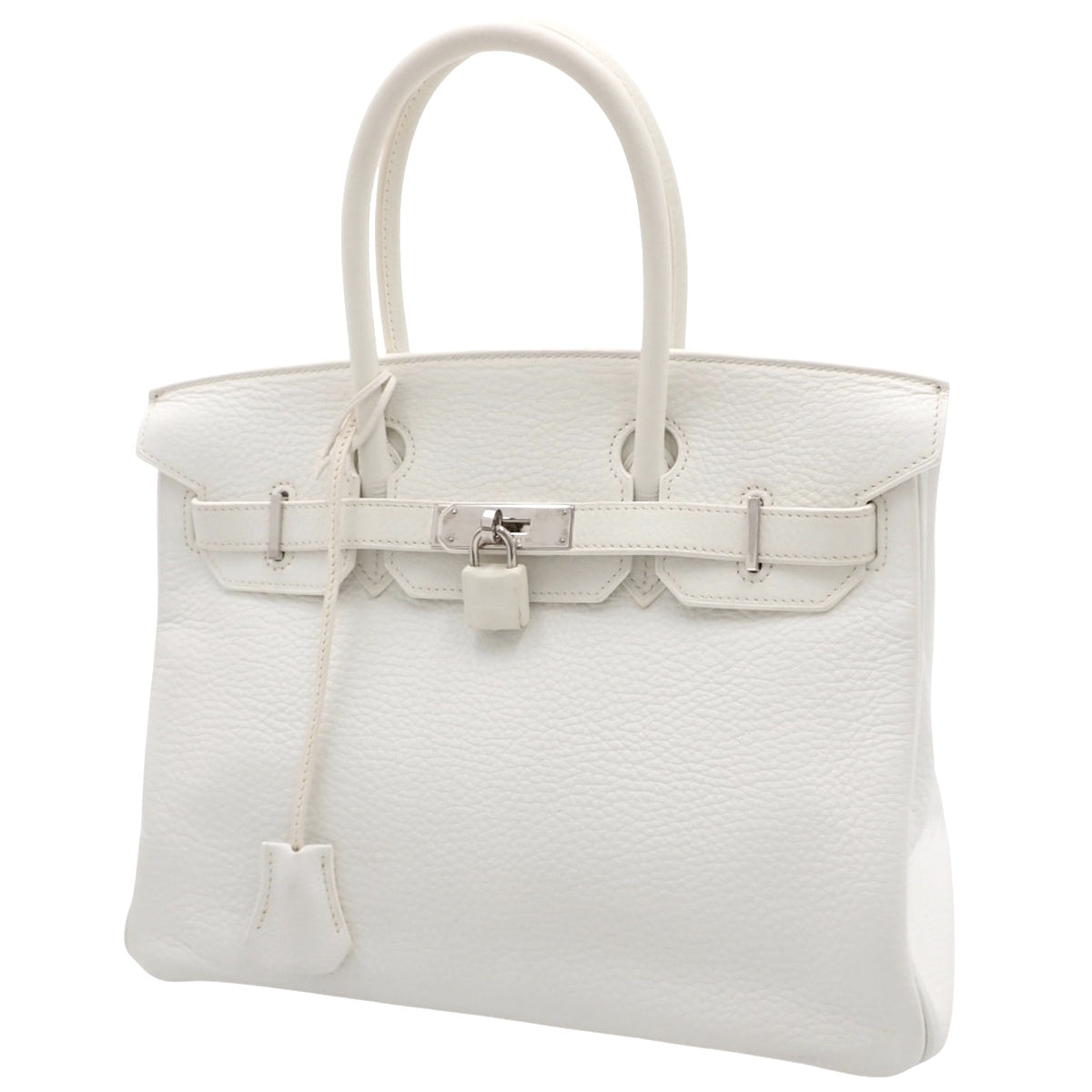 Birkin 30，Taurillon Clemence 皮革，白色，银色五金，K 字印记