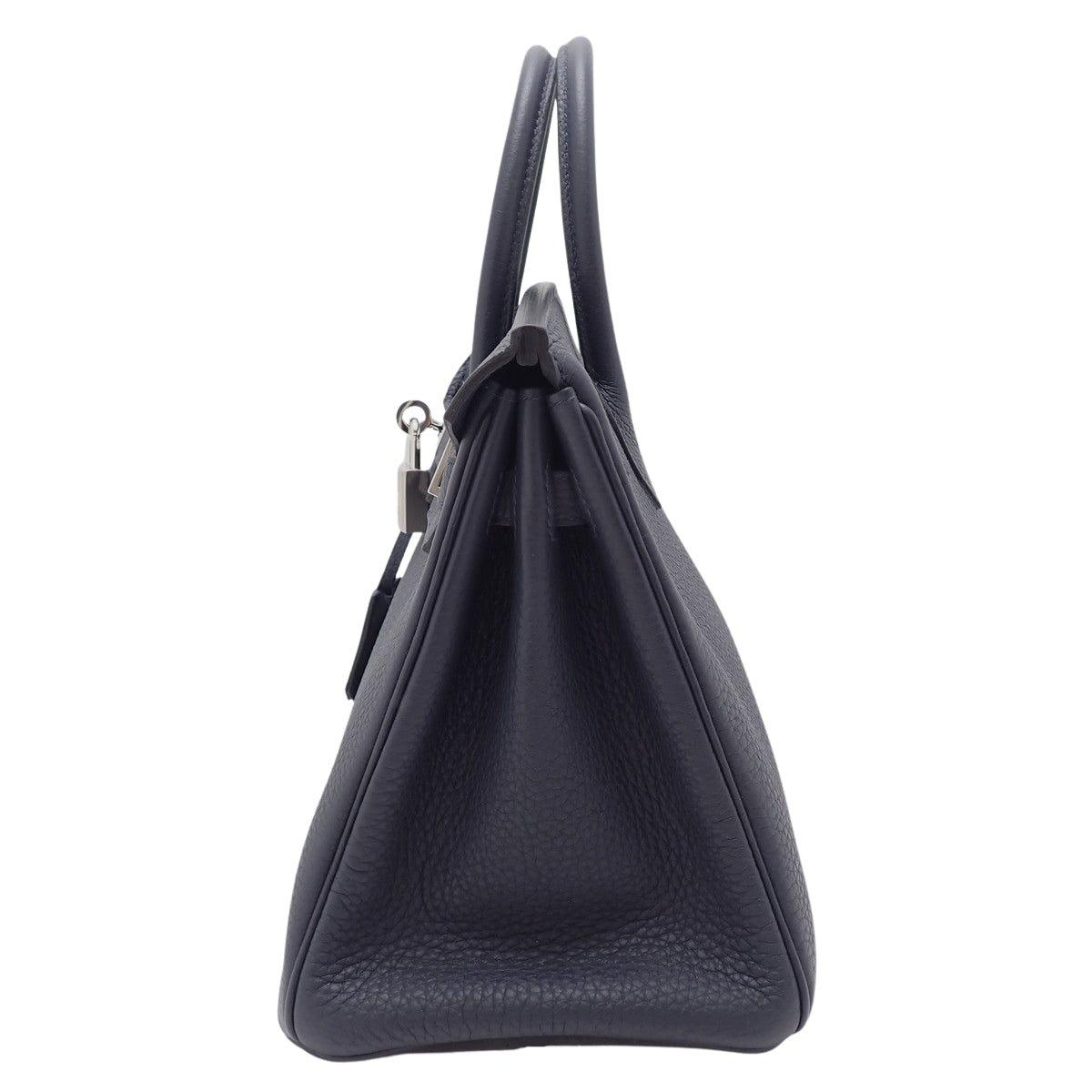 Birkin 25 Togo 皮革包，钯金配件，Bleu Nuit 蓝色，银色配件，印有“A”字样