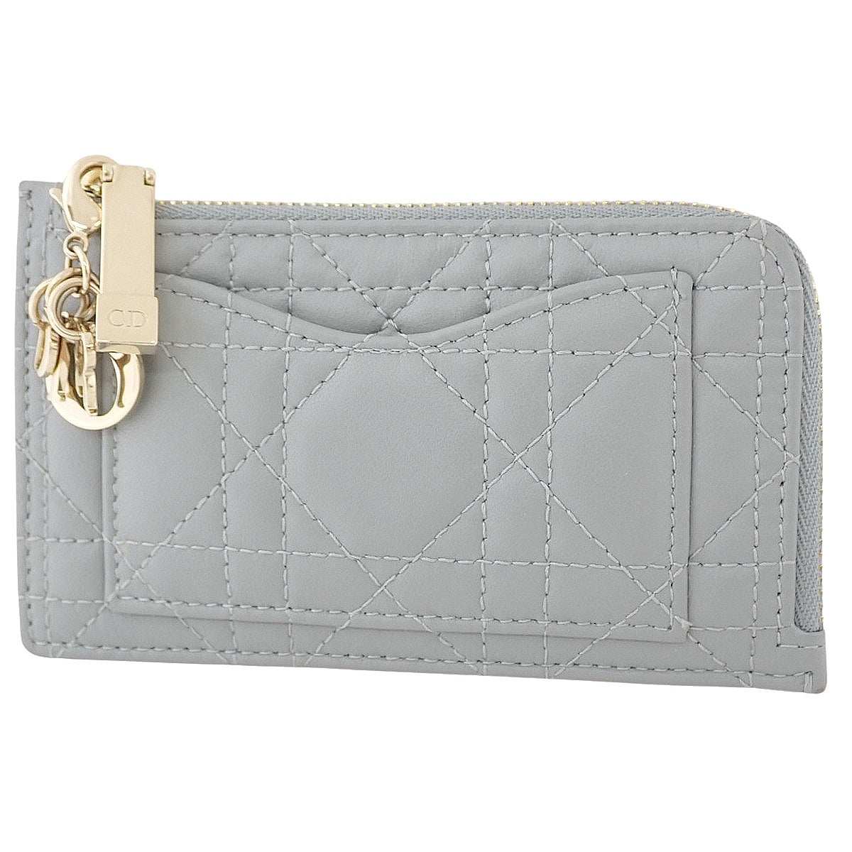 Lady Dior Cosmos Zip Card Holder in Light Blue Lambskin
