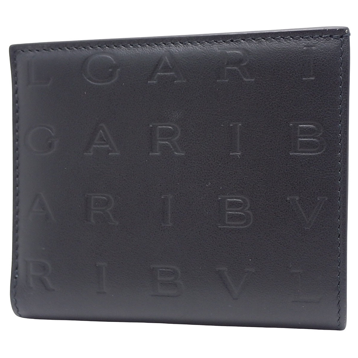 Bvlgari Logo Infinite Compact Wallet in Black Calfskin