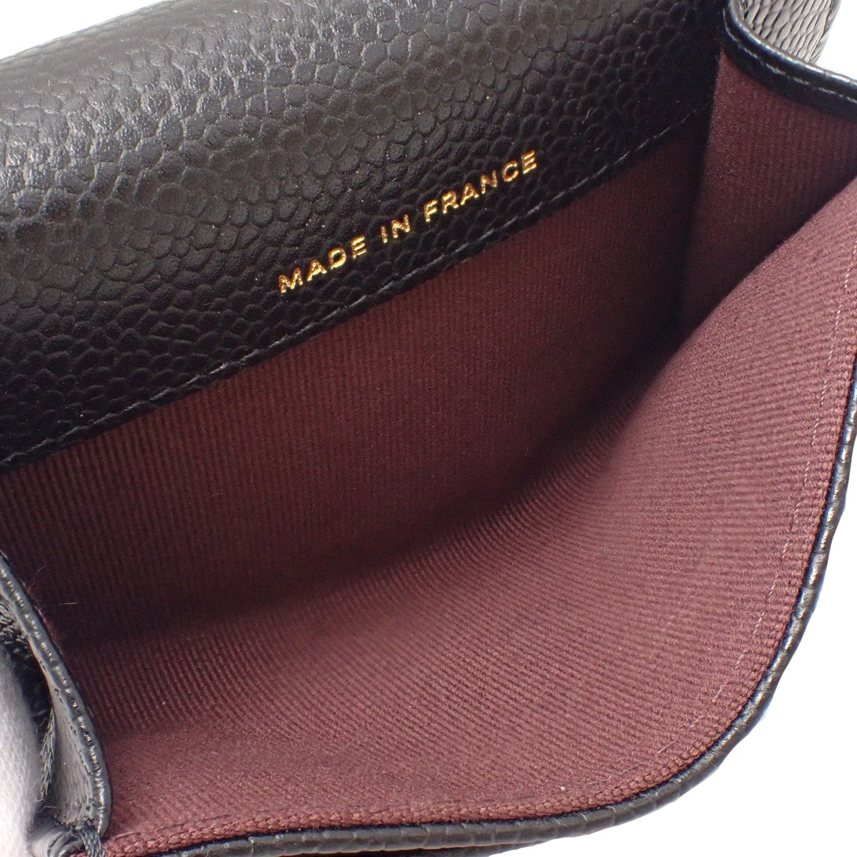 Matelasse Coco Mark 卡包，鱼子酱纹皮革，黑色，AP0214